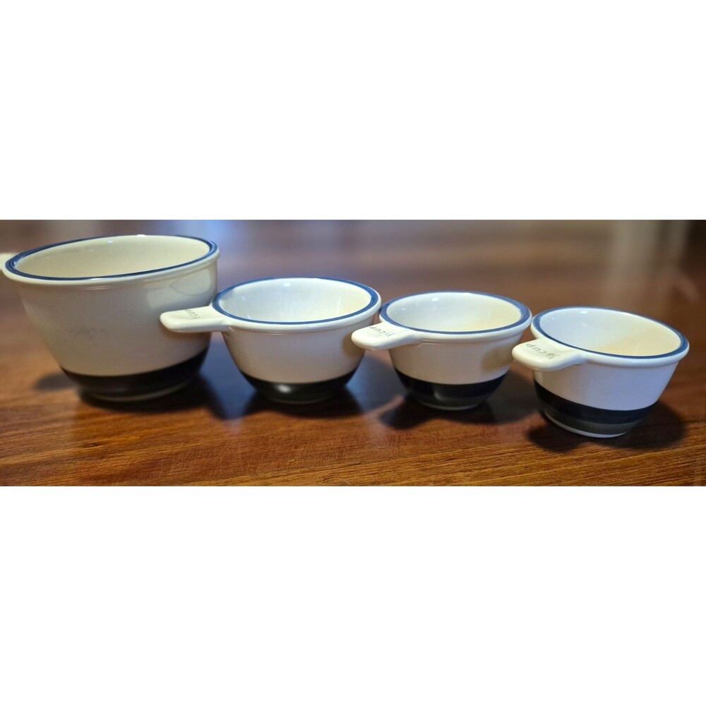 Pfaltzgraff Ocean Breeze Measuring Cups Set 4 Nesting Ceramic Stoneware Vintage